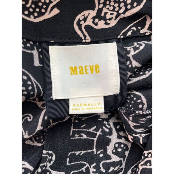 Maeve For Anthropologie Black Elephant Print Faux Wrap Dress XXS/P - Picture 9 of 12